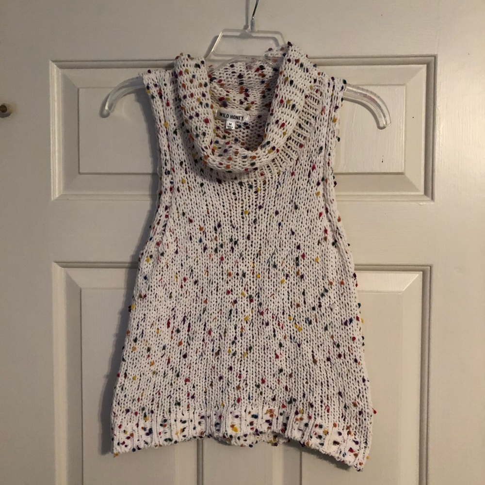 Crop multi sleeveless cowl neck sweater Sz S